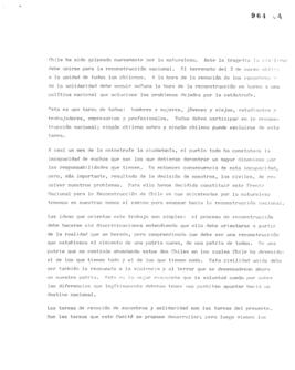 Notas de Ricardo Lagos relativa a Terremoto 1985