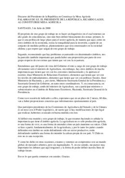 Discurso del Presidente de la República en Constituye la Mesa Agrícola