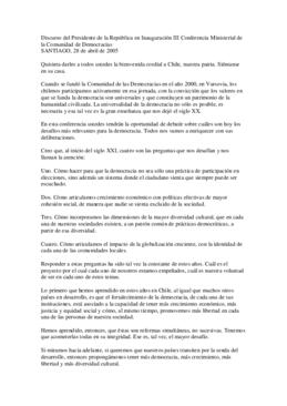 Discurso del Presidente de la República en Inauguración III Conferencia Ministerial de la Comunid...
