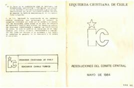 Resoluciones del Comité Central de Izquierda Cristiana de Chile. Boletín