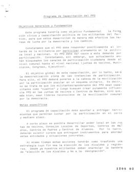 Programa de capacitación del PPD. Minuta