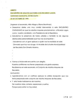 Programa del Encuentro entre el Candidato Presidencial Ricardo Lagos y los Adultos Mayores en Rec...