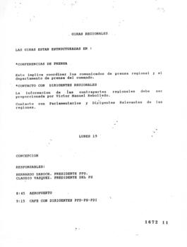 Estructuración de Giras Regionales de Candidato Presidencial Ricardo Lagos