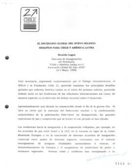 El escenario global del nuevo milenio: desafíos para Chile y América Latina. Discurso de Inaugura...