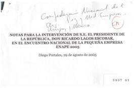Notas para Intervención del Presidente de la República en Encuentro Nacional de la Pequeña Empresa