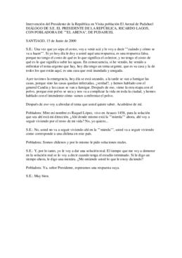 Intervención del Presidente de la República en Visita población El Arenal de Pudahuel
