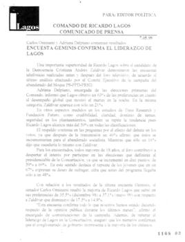 Encuesta Geminis confirma el Liderazgo de Lagos. Carlos Ominami y Adriana Delpiano comentan resul...