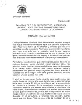 Palabras de S.E. el Presidente de la República, Ricardo Lagos Escobar, en Inauguración Consultori...