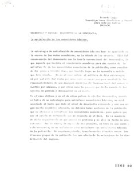 Desarrollo y Equidad como Requisitos de la Democracia