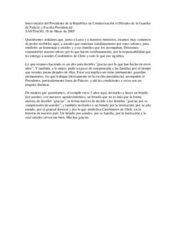 Intervención del Presidente de la República en Condecoración a Oficiales de la Guardia de Palacio...