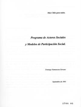 Programa de Actores Sociales y Modelos de Participación Social para Gobierno Democrático