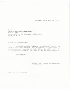 Concertación de Partidos por la Democracia. Tribunal calificador de elecciones primarias 93