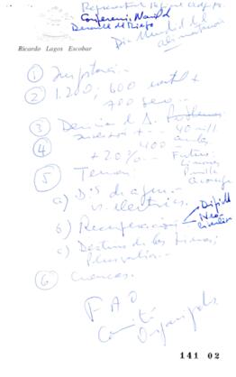 Conferencia Nacional Desarrollo del Riego. Anotaciones Discurso de Ministro de Obras Públicas