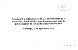 Notas para Intervención del Presidente de la República en Acto de Promulgación de Ley Evaluación ...