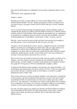 Intervención del Presidente de la República en Ceremonia recibimiento Restos de Yin Yin