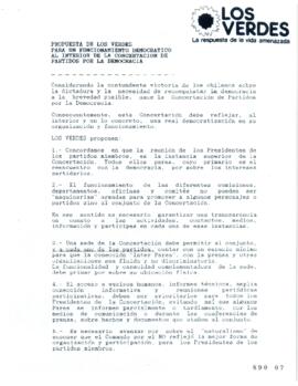 Propuesta de los Verdes Para un Funcionamiento Democrático al Interior de la Concertación de Part...