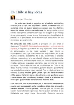 En Chile sí hay ideas. Columna de opinión