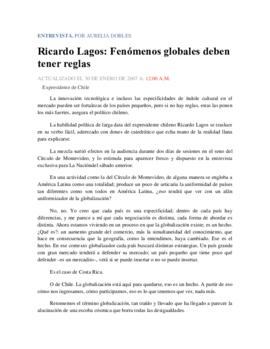 Los Fenómenos Globales deben tener Reglas. Entrevista