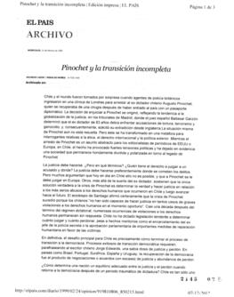 Pinochet y la Transición incompleta. Columna de Opinión