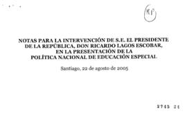 Notas para Discurso del Presidente de la República en Presentación de Política Nacional de Educac...