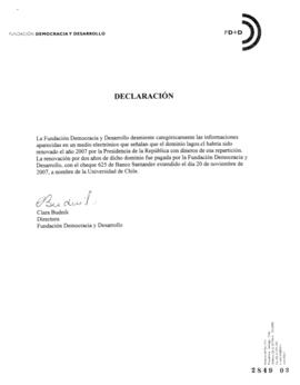 Declaración Pública de Fundación Democracia y Desarrollo