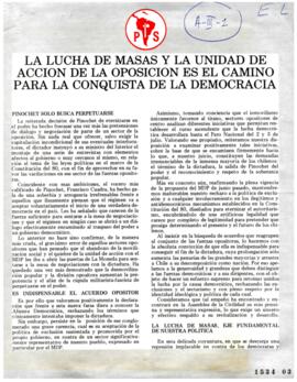 Lucha de Masas y Unidad de Acción Oposición Camino para Conquista Democracia