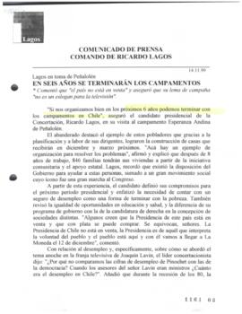 Lagos en toma de Peñalolen: en seis años se terminarán los campamentos