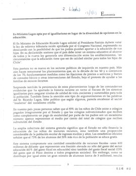 Ex Ministro Lagos opta por el igualitarismo en lugar de la diversidad de opciones en la educación...