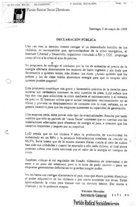 Declaración Pública relativa a Propuesta de Alza de Precios Ante Crisis Energética