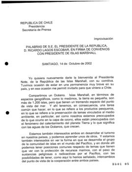 Palabras de S.E. el Presidente de la República, D. Ricardo Lagos Escobar, en Firma de Convenios c...