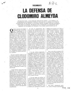 La Defensa de Clodomiro Almeyda. Documento