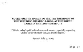 Notes for the speech by H.E. Ricardo Lagos, President of the Republic of Chile, at the round tabl...