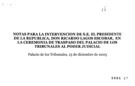 Notas para Intervención del Presidente de la República en Ceremonia de Traspaso del Palacio de Lo...