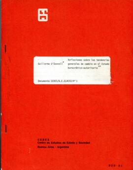 Reflexiones sobre Las Tendencias Generales de Cambio en El Estado Burocrático Autoritario