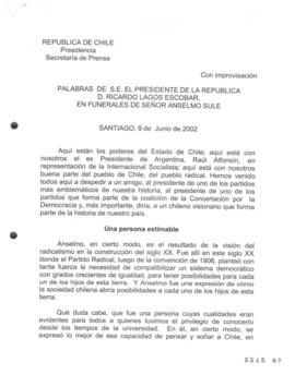 Palabras de S.E. el Presidente de la República, D. Ricardo Lagos Escobar, en Funerales de Señor A...