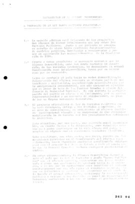 Declaración de Alianza Democrática relativa a Ley sobre Partidos Políticos