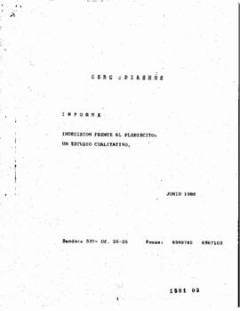 Indecisión Frente al Plebiscito: un estudio cualitativo. Informe