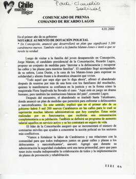 Notable aumento de dotación policial. En el primer año de su gobierno. Comunicado de prensa