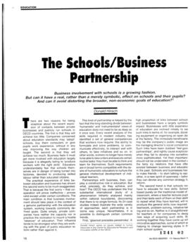 The Schools/Business Partnership. Artículo de Prensa