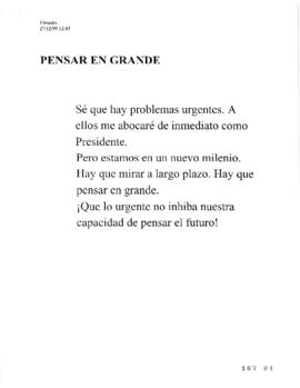 Pensar en grande. Discurso del Candidato Presidencial Ricardo Lagos