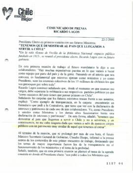 Tenemos que demostrar al país que llegamos a servir a Chile. Presidente electo en primera reunión...