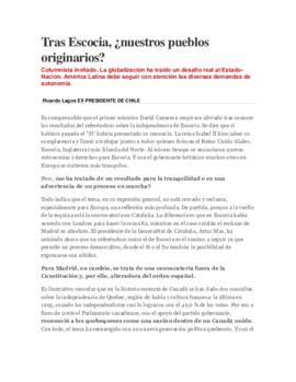 Tras Escocia, nuestros pueblos originarios?. Columna de opinión