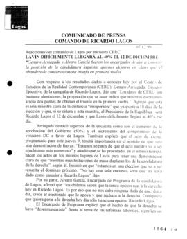 Lavín difícilmente llegará al 40 por ciento el 12 de diciembre. Reacciones del comando de Lagos p...