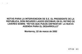 Notas para Discurso del Presidente de la República en Conferencia Internacional de Naciones Unida...