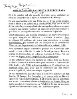 Visita a la Comisaría La Pincoya de Huechuraba
