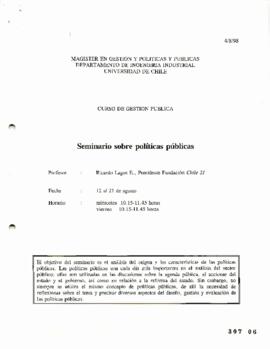Seminario sobre Políticas Públicas. Curso de Gestión Pública