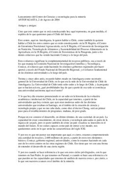 Lanzamiento del Centro de Ciencias y tecnologías para la minería