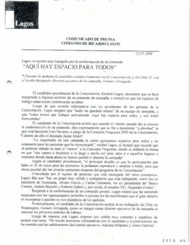 Aquí hay espacio para todos. Lagos se mostró muy tranquilo por la conformación de su comando. Com...