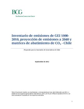 Inventario de emisiones de GEI 1990-2010, proyección de emisiones a 2040 y matrices de abatimient...