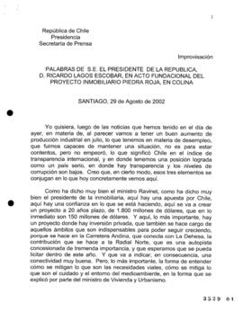 Palabras de S.E. el Presidente de la República, D. Ricardo Lagos Escobar, en Acto Fundacional del...